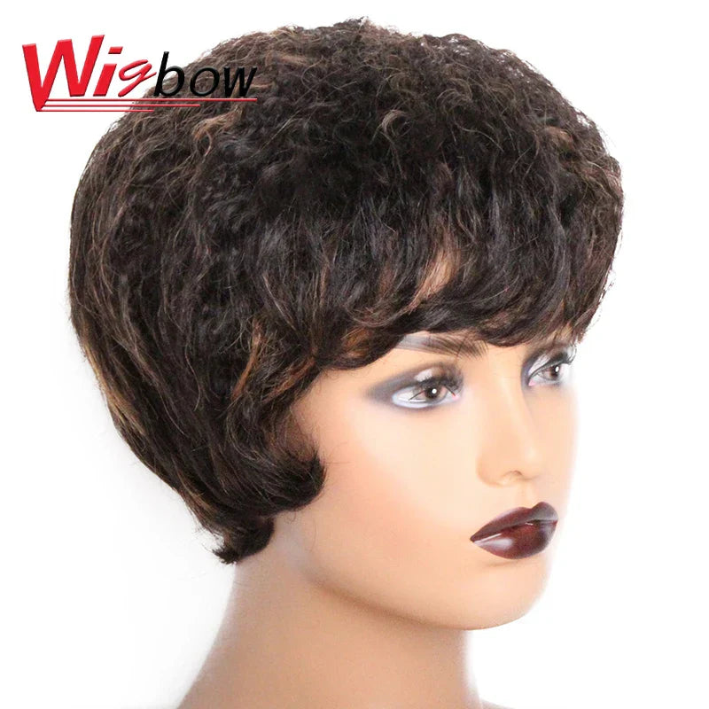 Human Hair Kinky Straight Wig Short Wet And