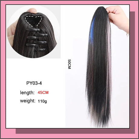 As Long Wavy Straight Claw Clip On Ponytail