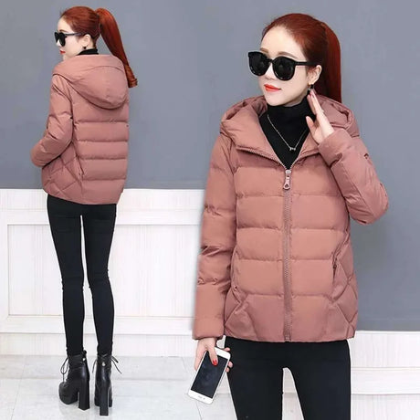 Autumn Winter Loose Jacket Hooded Short Coat Women