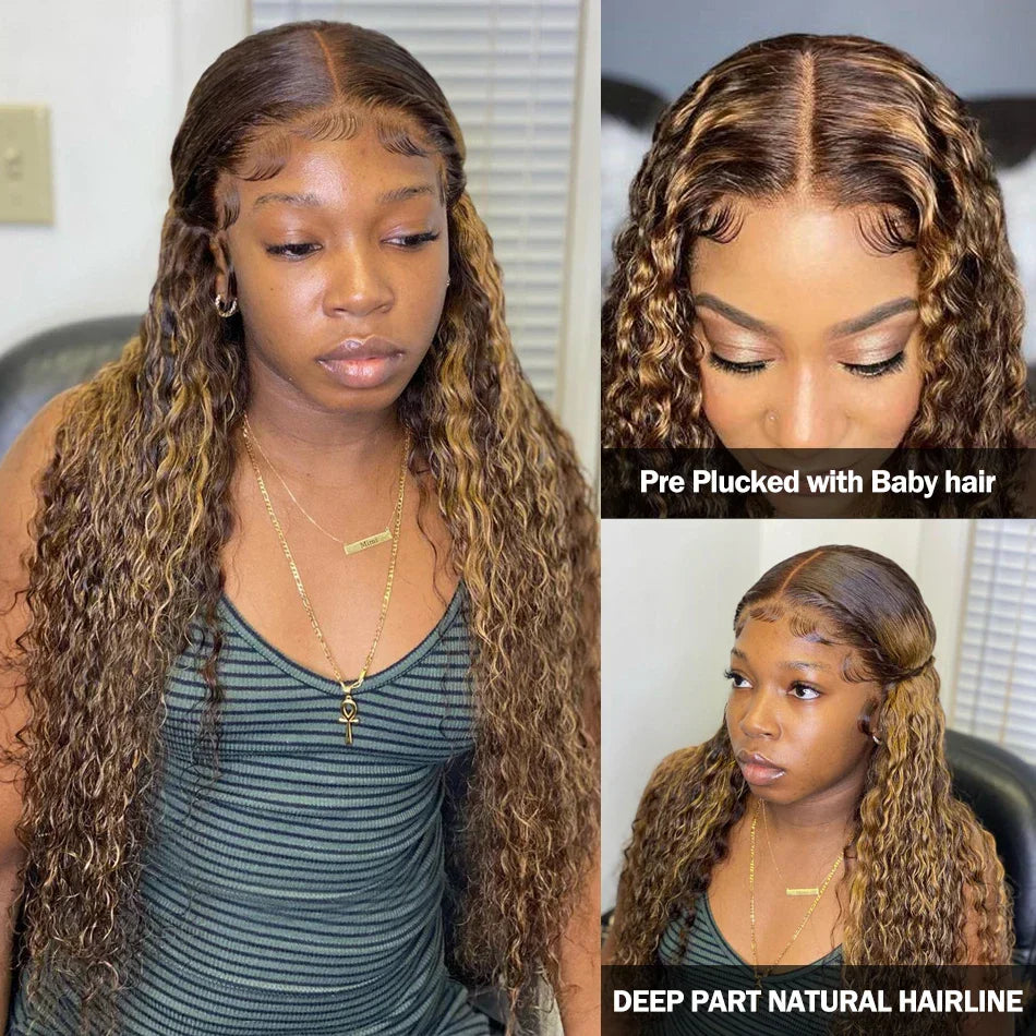 Highlight Ombre Curly Lace Front Human Hair