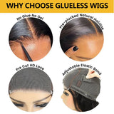 Glueless Wig Human Hair Ready To Wear Transparent