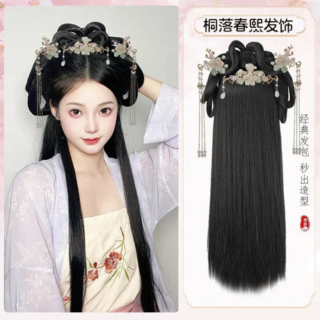 Hanfu Cosplay Wigs Women Black Anime Ancient Chinese