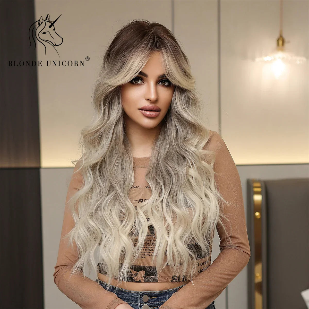 Blonde Unicorn Ombre Brown Blonde Synthetic Wig Long