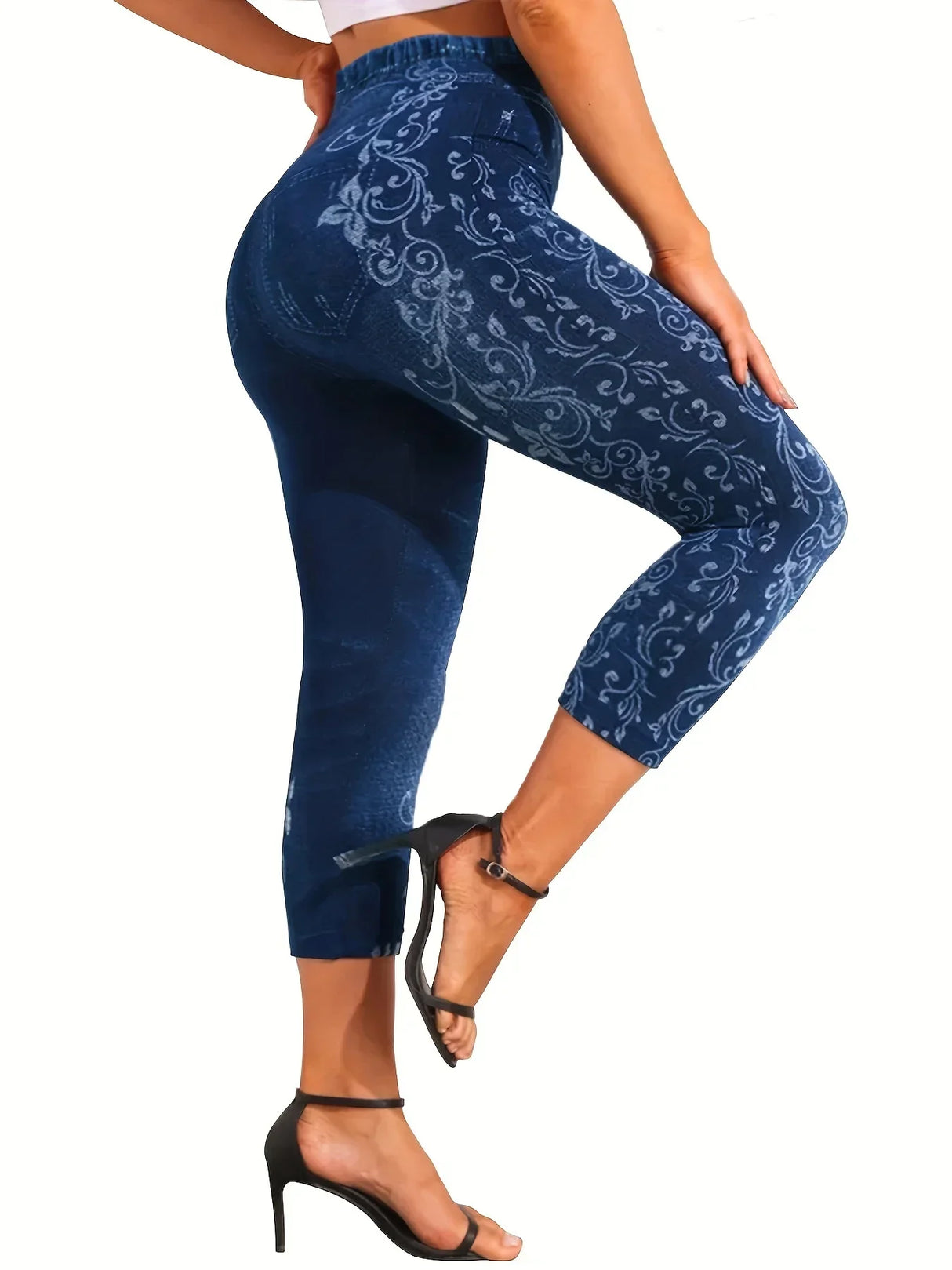 Women' Sports Leggings, Lady Oversize Denim Print &