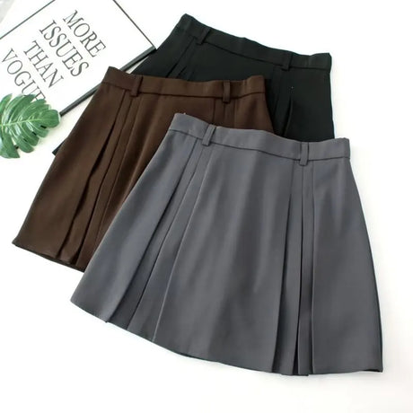 Autumn Clothes Women Pleated Skirt Plus Elastic Waist