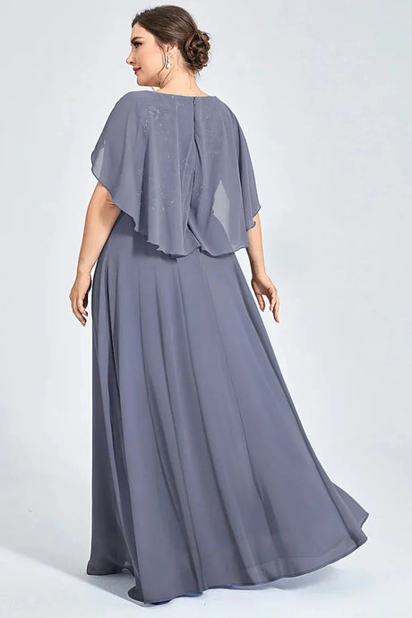 Chiffon Sequin Cape Tunic Maxi Dress Elegant Wedding