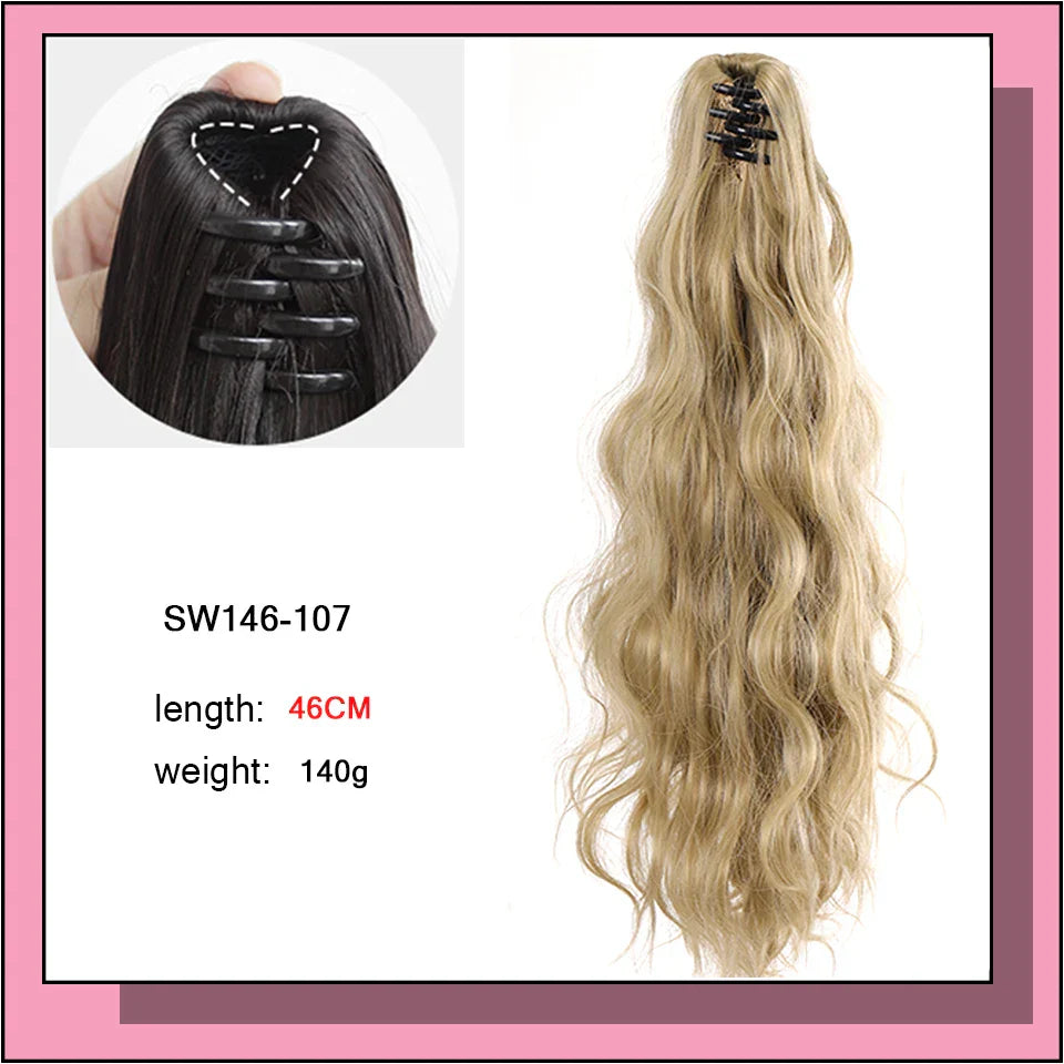 Long Wavy Straight Claw Clip On Ponytail Hair