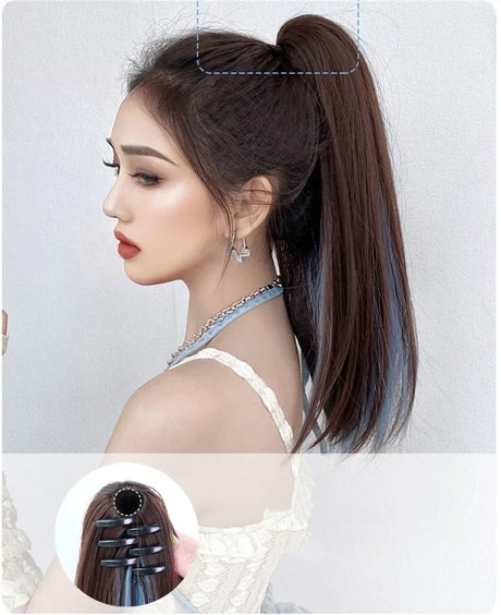 Long Wavy Straight Claw Clip On Ponytail Hair