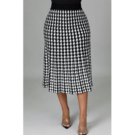 Women Plaid Skirt High Waist Bird Lattice Autumn