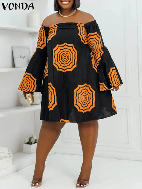 Vonda Women Off Shoulder Dress Summer Bohemian Floral