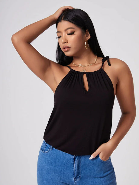 Sexy Hater Neck Summer Casual Top Women Tie