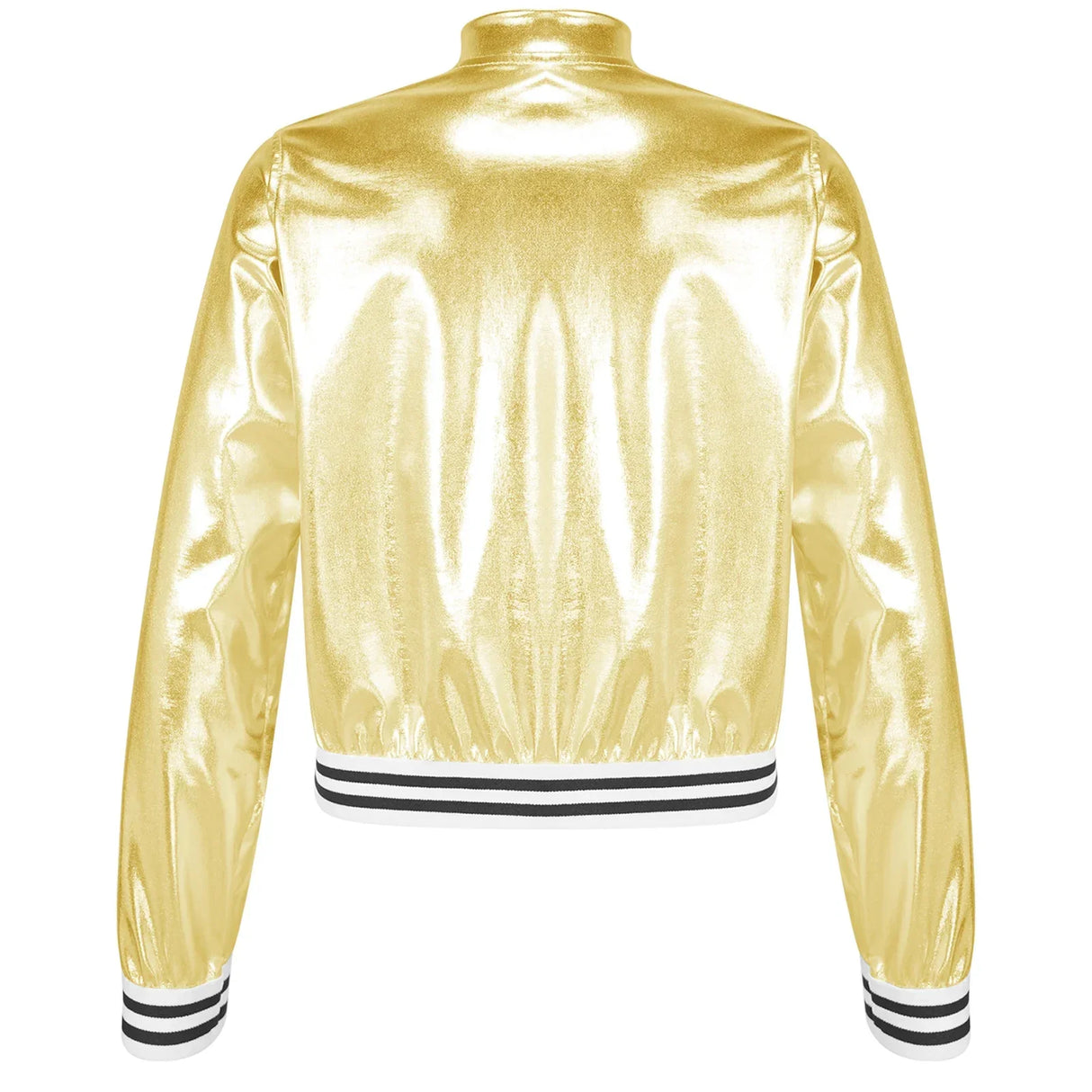 Kids Girls Shiny Baseball Jacket Bolero Disco Blazer