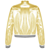 Kids Girls Shiny Baseball Jacket Bolero Disco Blazer