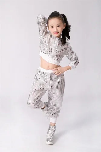 Children Sequin Hip-Hop Jazz Dance Costume Girls Student