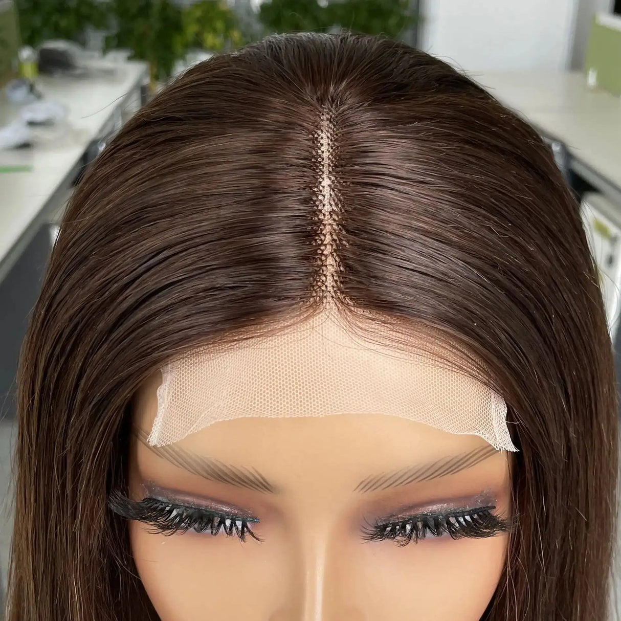 Brown Black Human Hair Wig For Women Lace