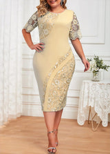 Summer Fashion Lace Splice Party Dress Women' Solid