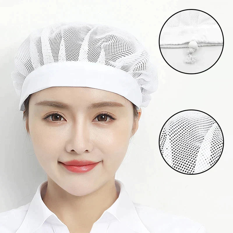 Black Adjustable Food Service Net Hat Kitchen Work