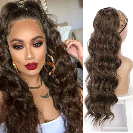 Vigorous Synthetic Long Body Wavy Drawstring Ponytail For