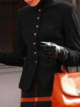 Vonda Women Blazer Autumn Fashion Solid Color