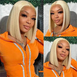 Blonde Bob Wigs Straight Short Human Hair Hd