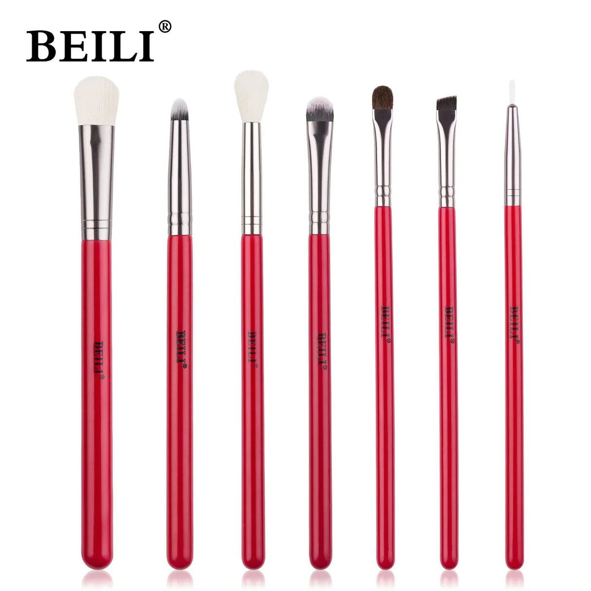 Beili Red Eye Makeup Brushes Professional Natural