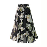 Print Floral Skirt Women Summer Loose Elastic High