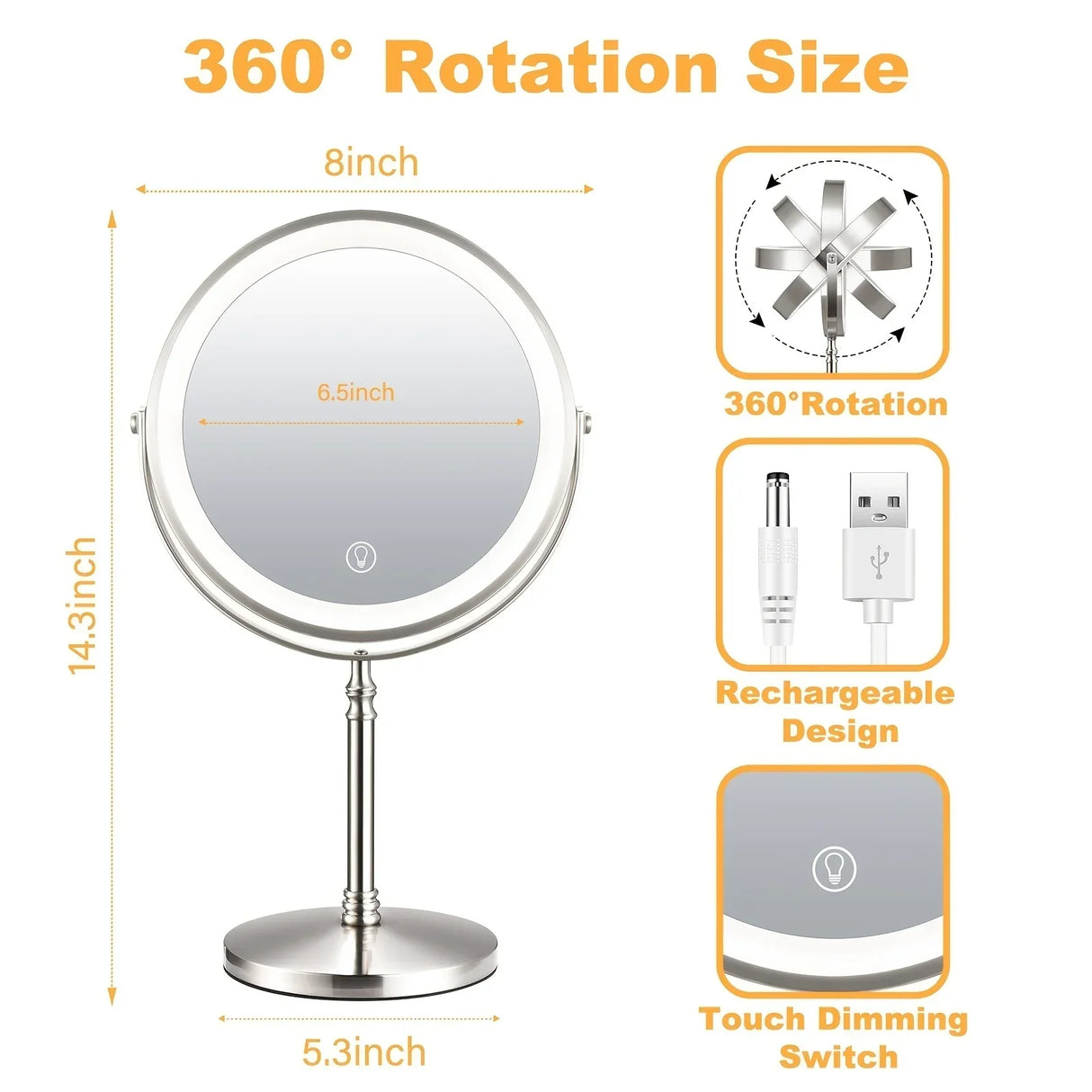 Makeup Mirror With Light Lamp X Magnifying Desktop