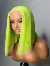 Lime Green Bob Lace Front Wigs Human Hair