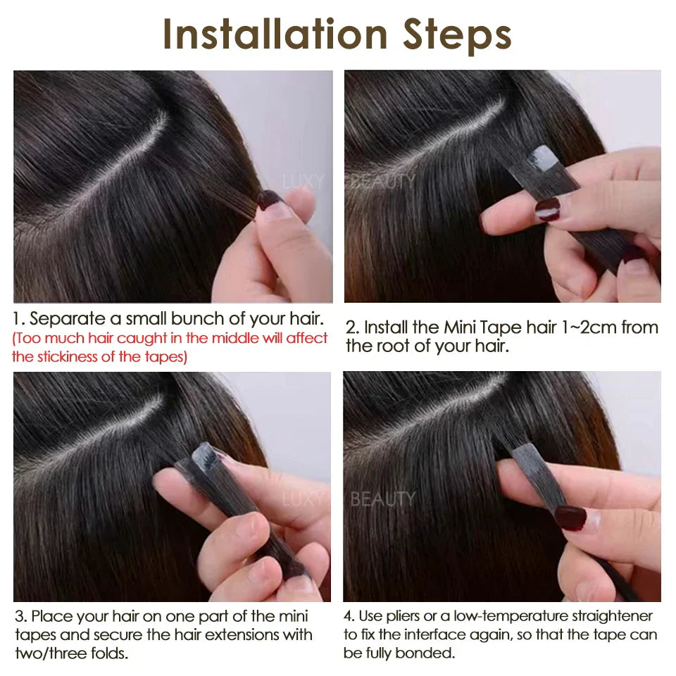 Mini Tape In Human Hair Extensions Double Side
