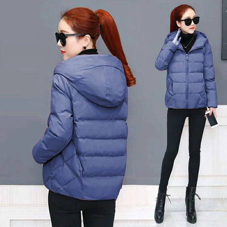 Autumn Winter Loose Jacket Hooded Short Coat Women