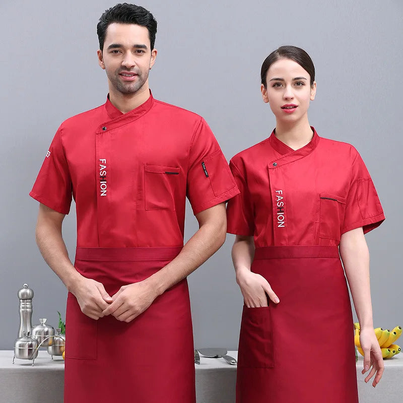 Chef Uniform Short Sleeve Restaurant Cook Coat Women