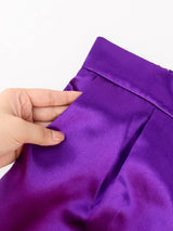 4Xl Purple Pants High Elastic Waist Zipper Fly