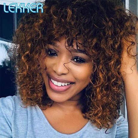 Lekker Colored Short Afro Kinky Curly Bob Human