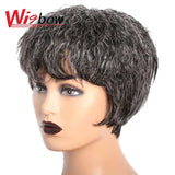 Human Hair Kinky Straight Wig Short Wet And