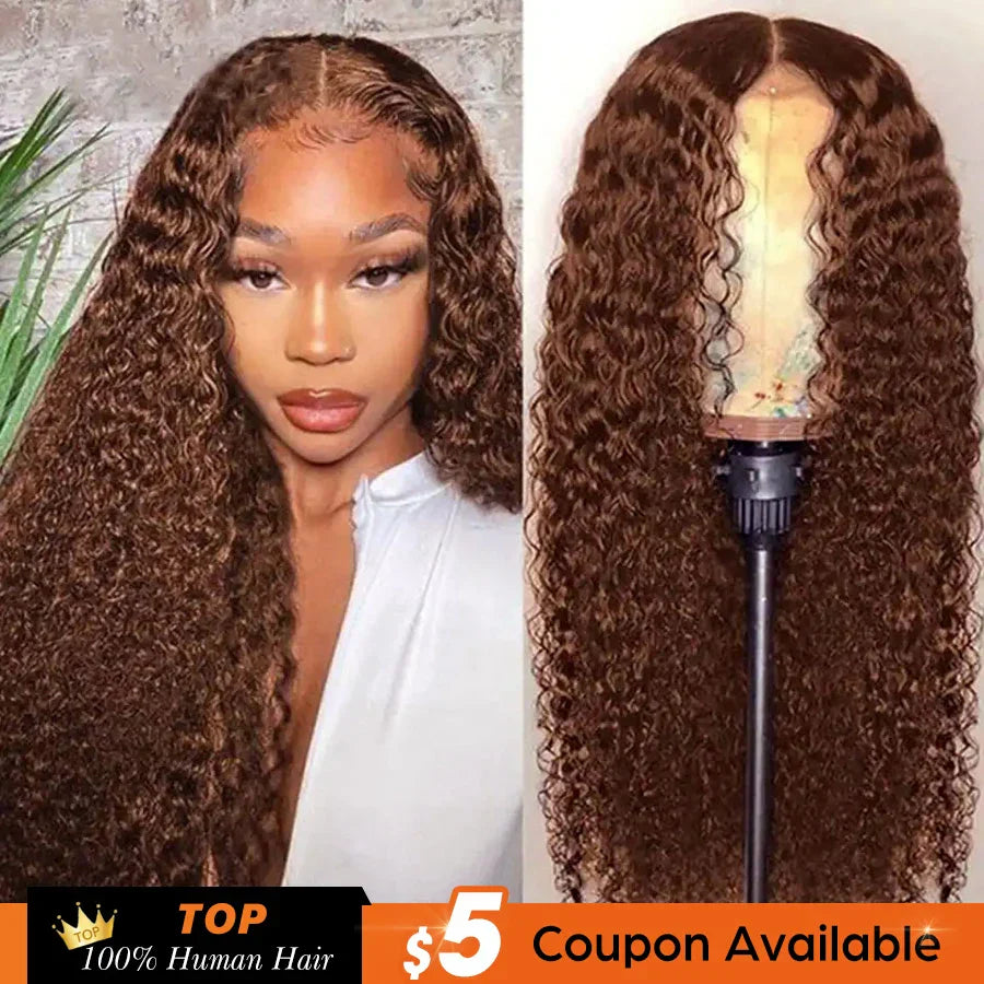 Chocolate Brown Lace Front Wig Deep Wave