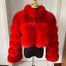 New Ladies Natural Fox Fur Cropped Plus Stand