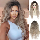 Synthetic Womens Wig Long Curly Hair Ash Blonde