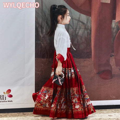 New Summer Chinese Hanfu Dress For Girls Traditional