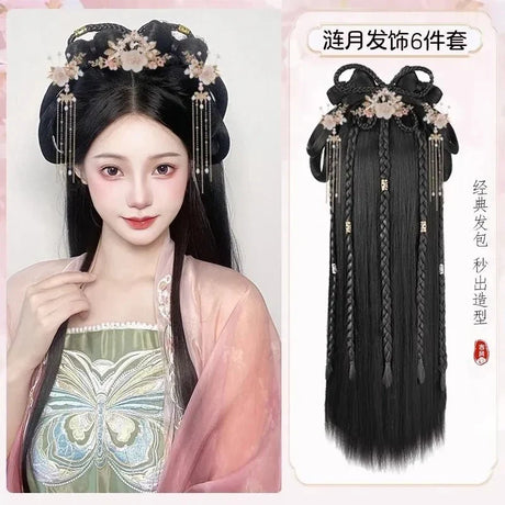 Hanfu Cosplay Wigs Women Black Anime Ancient Chinese