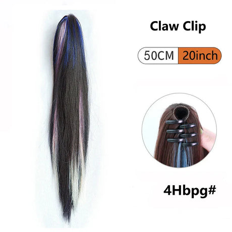 Ombre Color Straight Claw Clip On Ponytail Hair