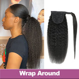 Racily Hair Kinky Sraight Ponytail Human Hair Afro