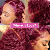 Transparent Deep Wave Lace Frontal Wig Burgundy