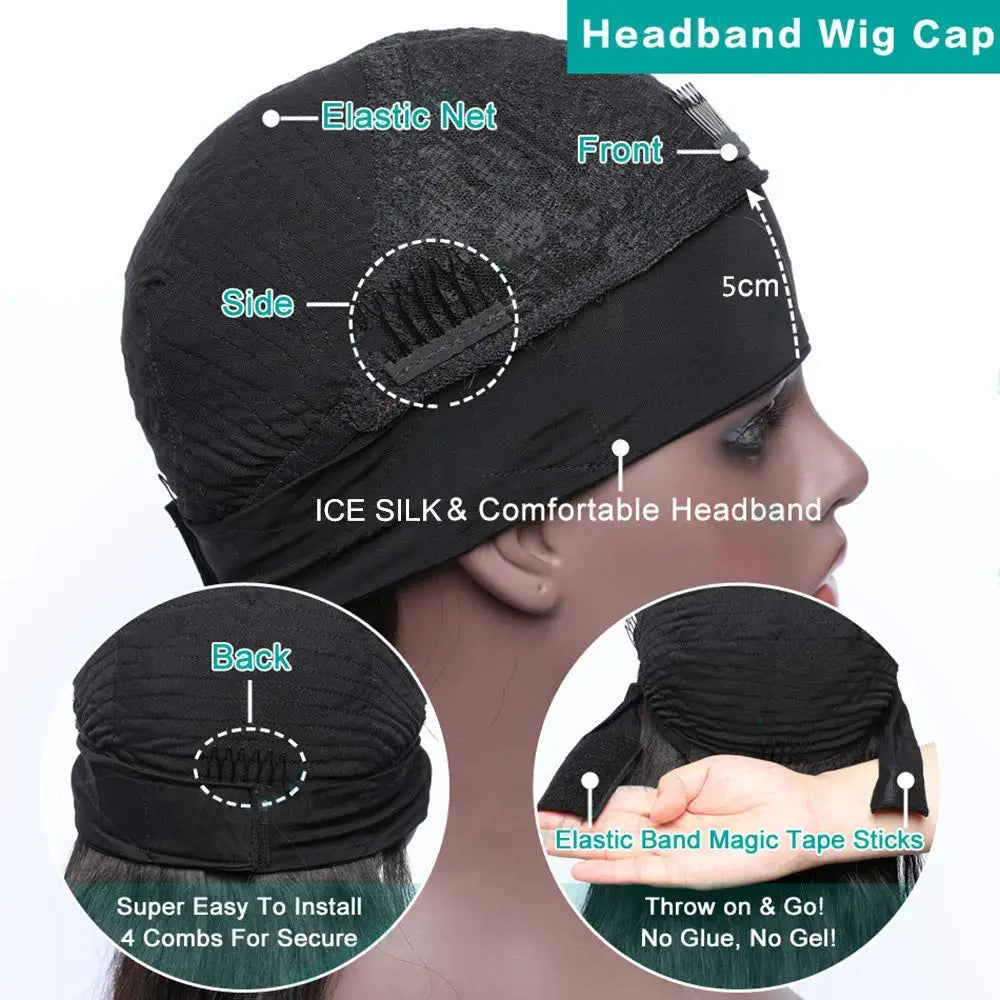 Kinky Straight Headband Wig Glueless Human Hair Wig
