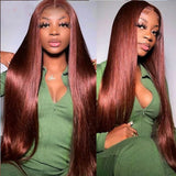 Reddish Brown Color Straight Human Hair 13X4 Hd