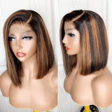 Highlight Wig Human Hair Bob Wig Straight Lace