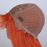 Orange Color Wig With Bangs Straight Hair Brazilian