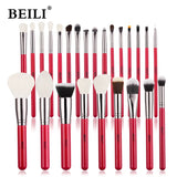 Beili Red Eye Makeup Brushes Professional Natural