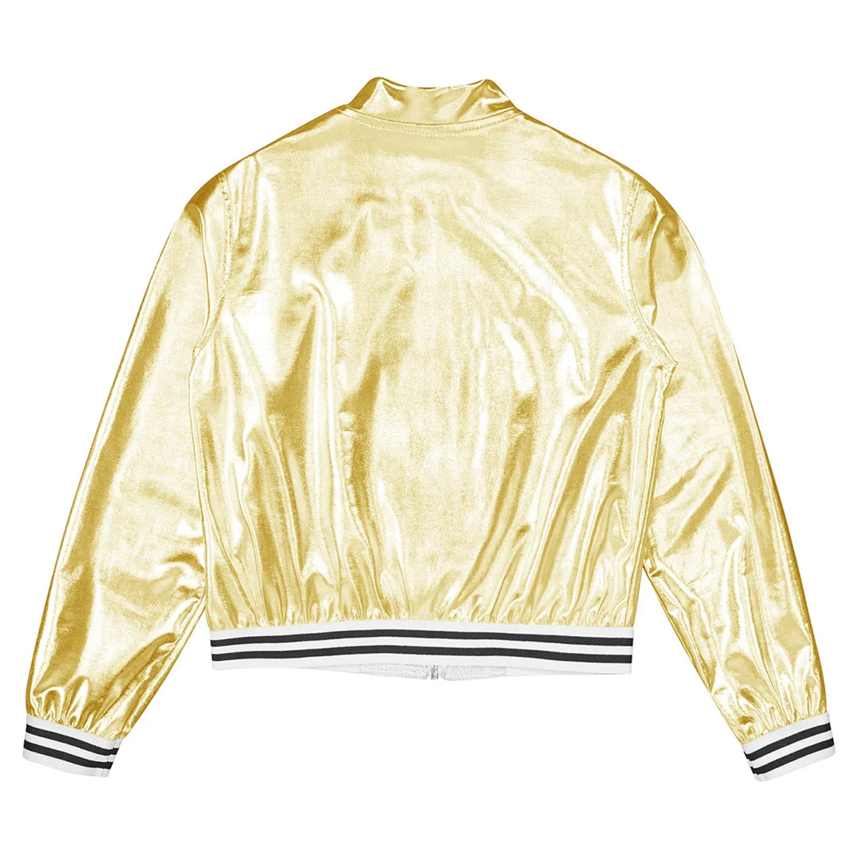 Kids Girls Shiny Baseball Jacket Bolero Disco Blazer