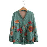 Plus Cardigan Women Spring Print V-Neck Two