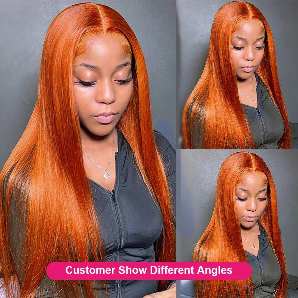 Sleek Ginger Orange 13X5 Brazilan Straight Lace Frontal